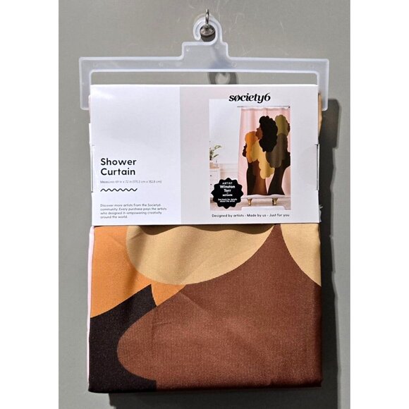 society6 Winston Torr Flawless Women of Color w/ Pink Background Shower Curtain - Picture 2 of 7